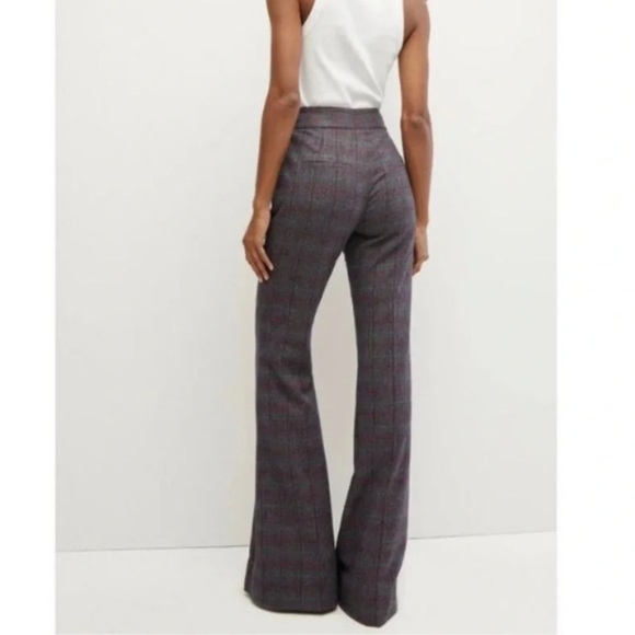 new Veronica Beard lebone gray wool plaid flare trousers - Picture 3 of 10
